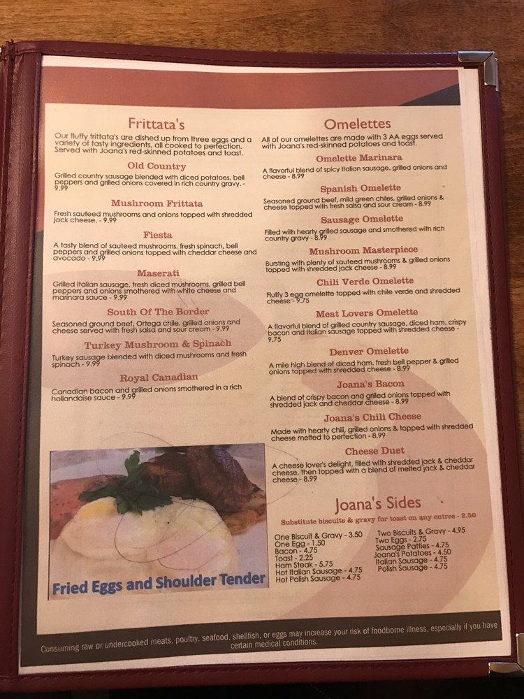 Joanna's Cafe меню