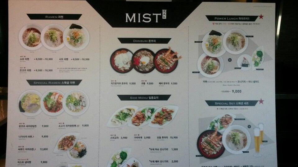 MIST меню