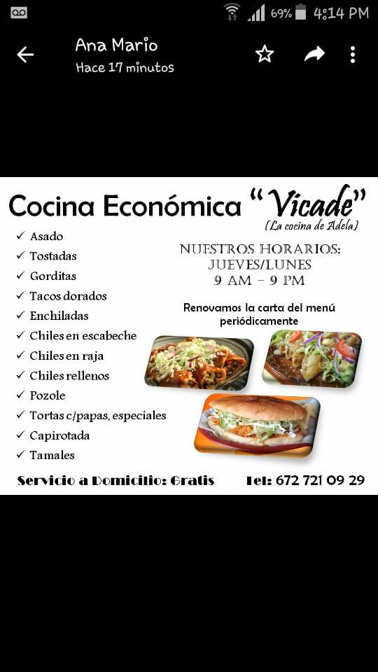 Vicade меню