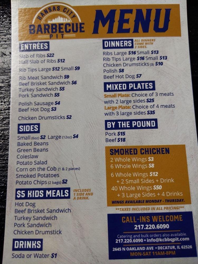 Kansas City Barbecue Pit меню