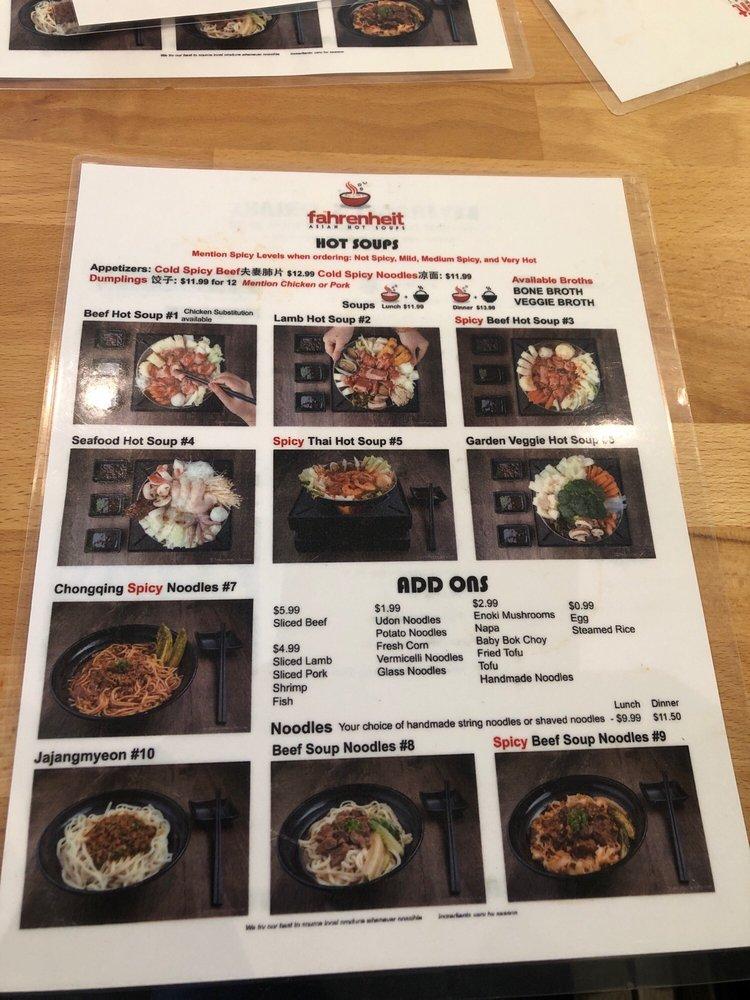 Fahrenheit Asian меню