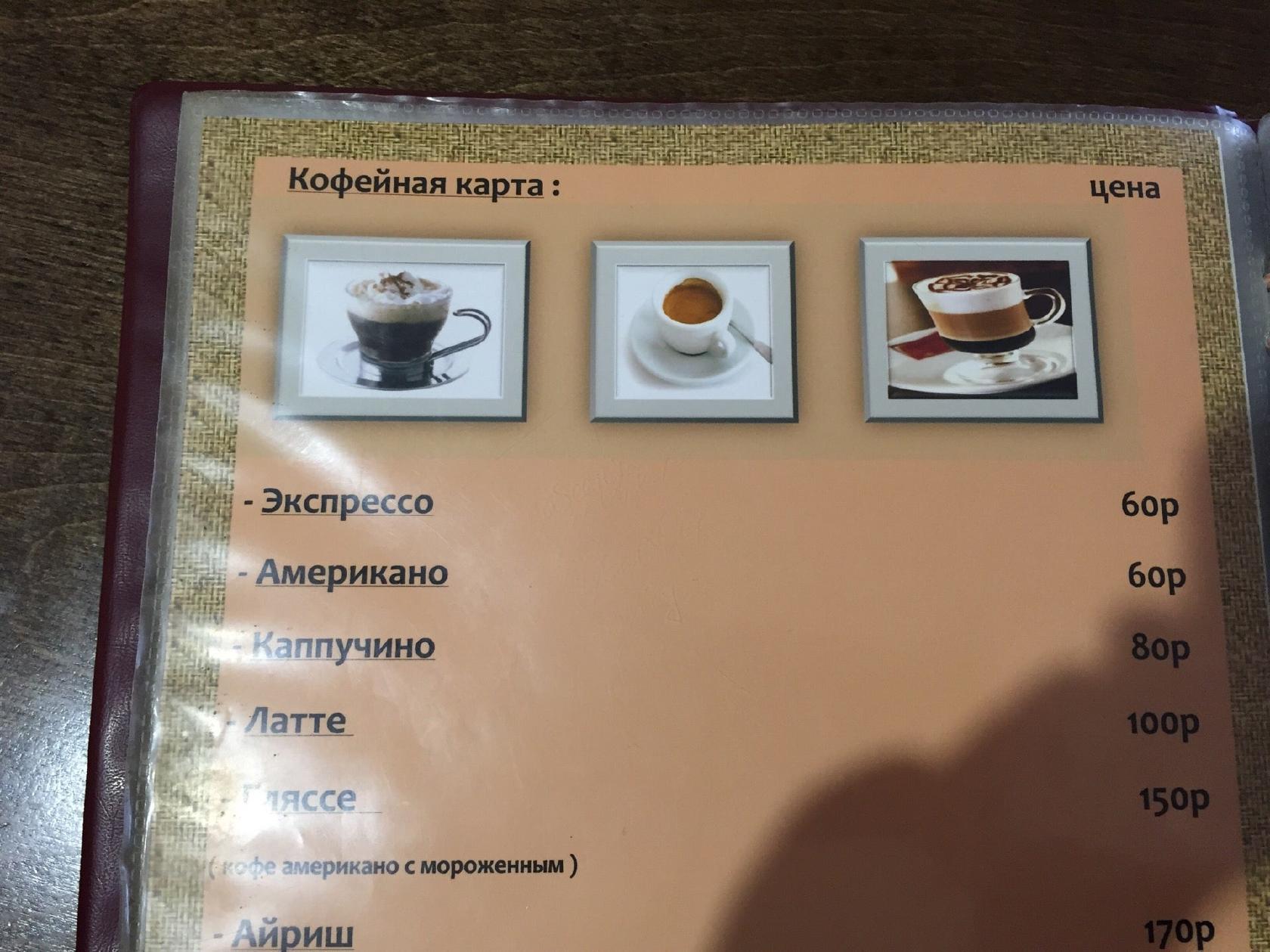 Пиццарита меню