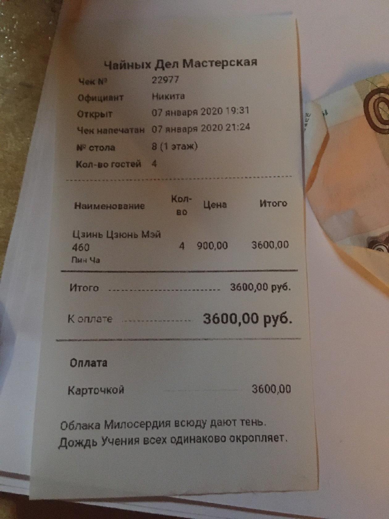 Чайных Дел Мастерская меню