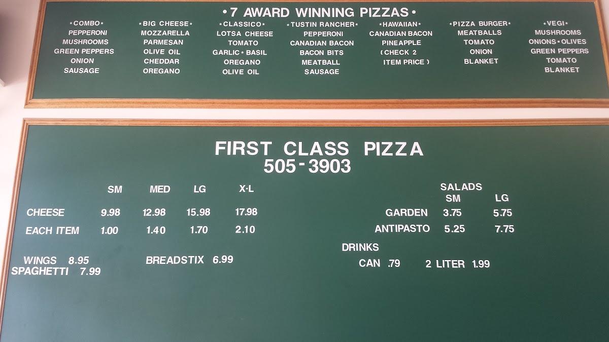 First Class Pizza меню