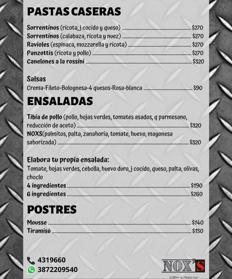 Nox's Coffee & Resto-bar меню