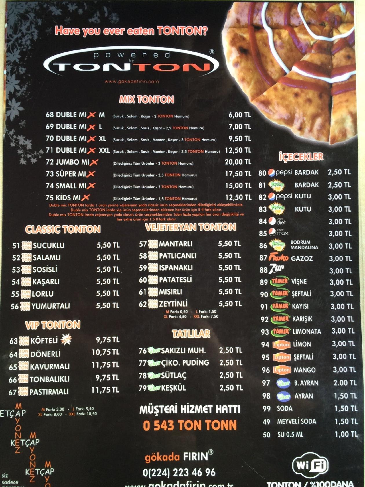 Tonton меню