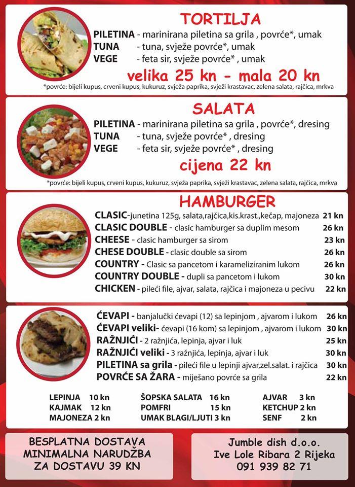 Jumbledish Rijeka меню