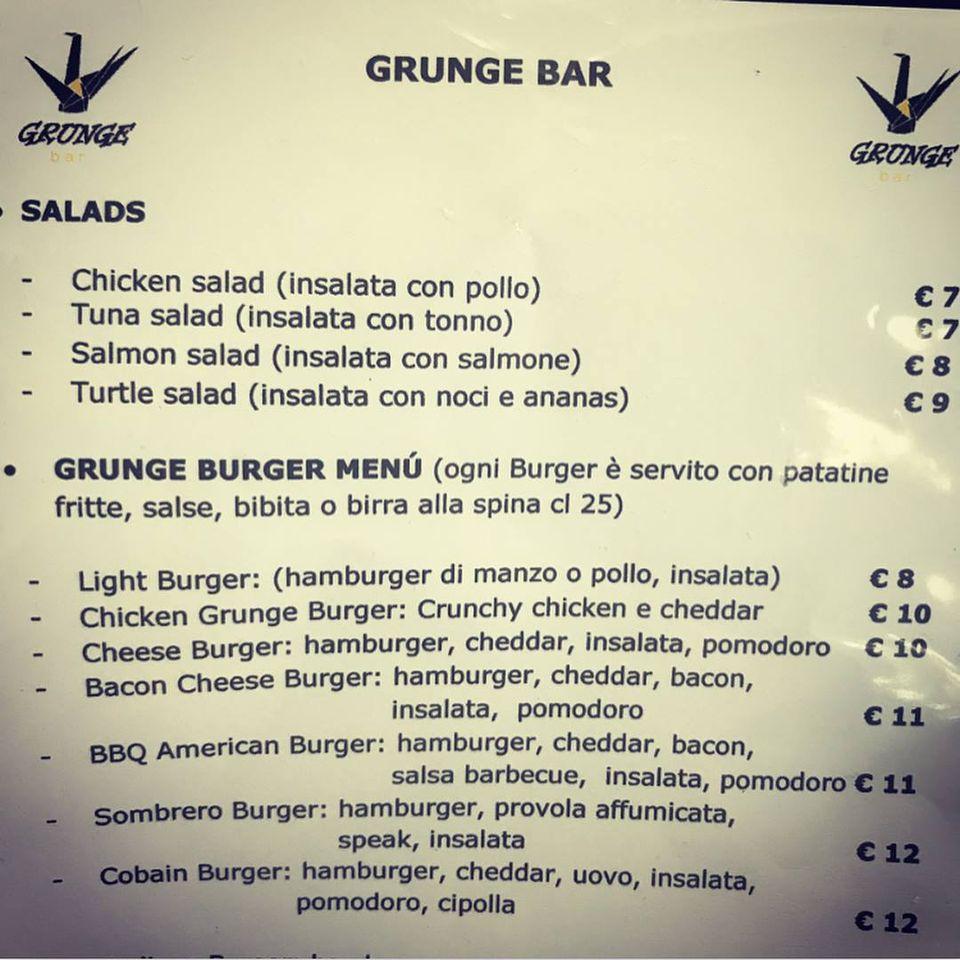 GRUNGE Bar меню