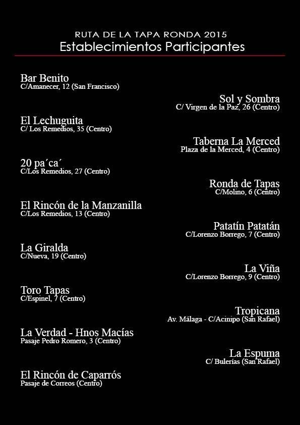 Ruta de la Tapa Ronda меню