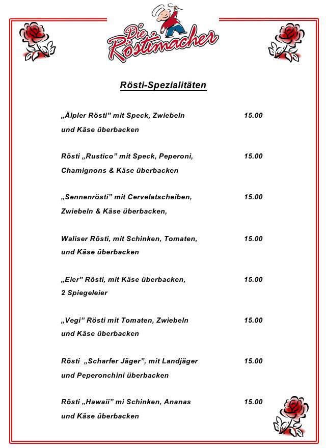 Die Röstimacher меню