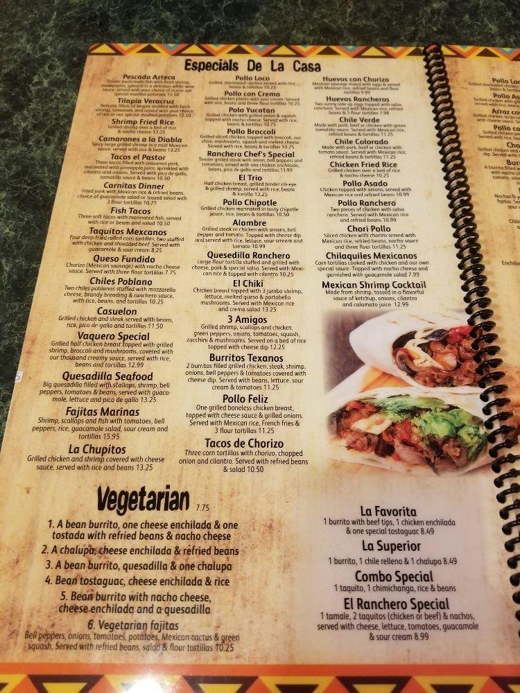 El Ranchero меню