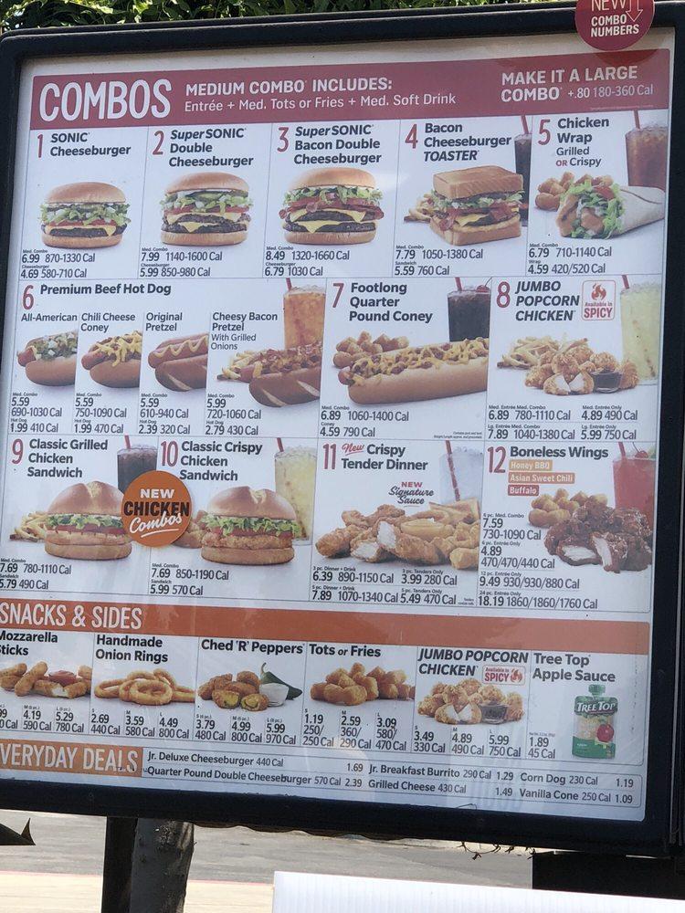 Sonic Drive-In меню