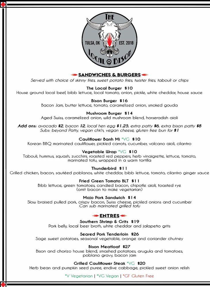 The Local Bison Kitchen & Bar меню