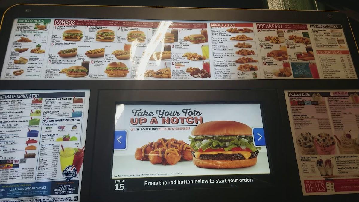 Sonic Drive-In меню