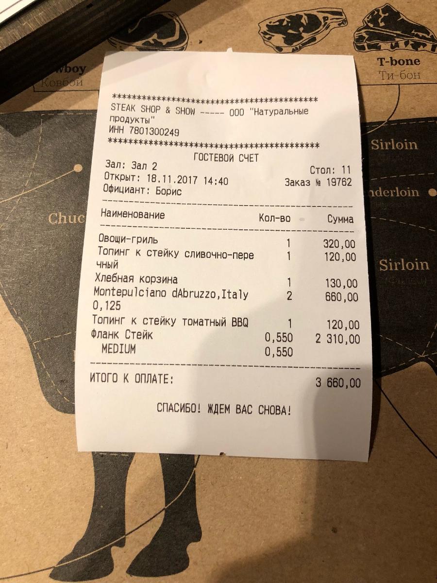 ГиРЛЯНДА Steaks & Wine меню