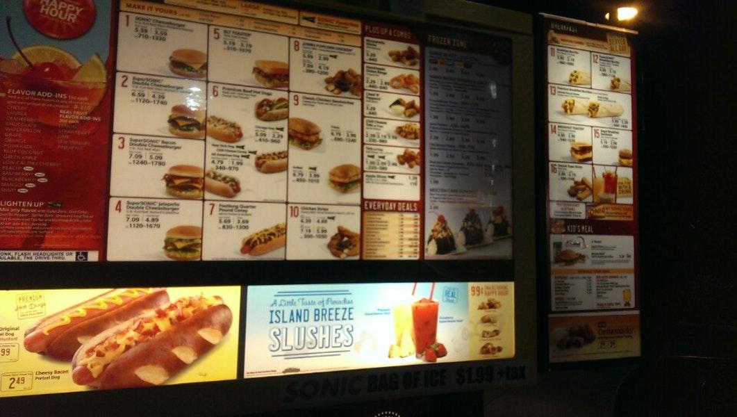 Sonic Drive-In меню