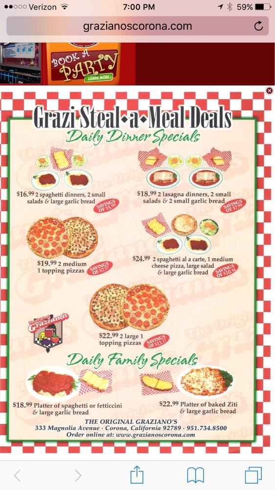 Graziano's Pizza Restaurant меню