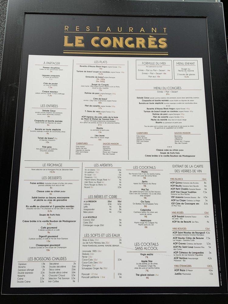 LE CONGRÈS - Restaurant - Rennes меню