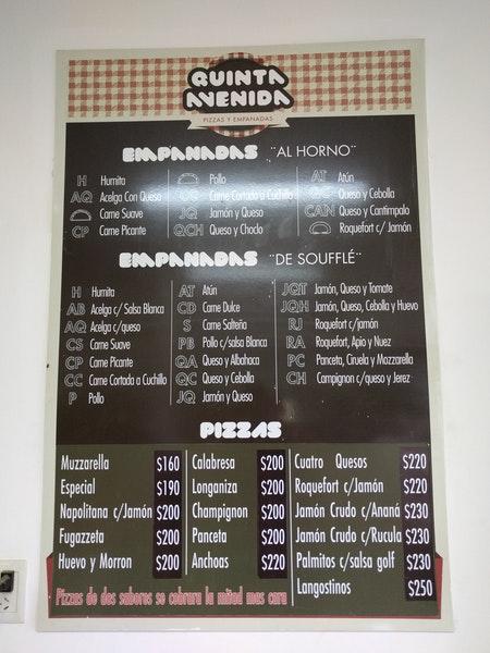 Quinta Avenida/Gringo Pastas меню