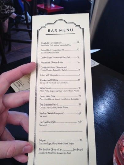Swallow Bar меню