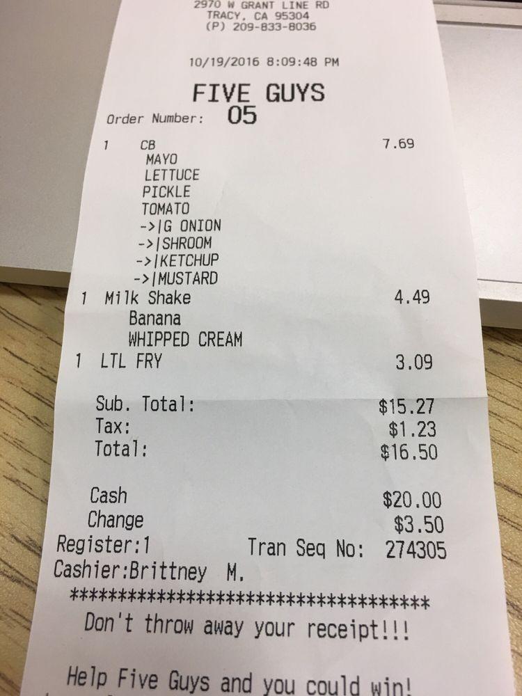Five Guys меню