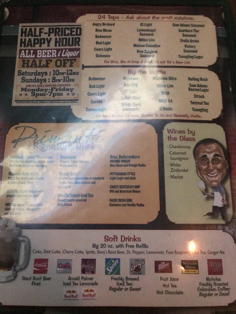 Primanti's меню