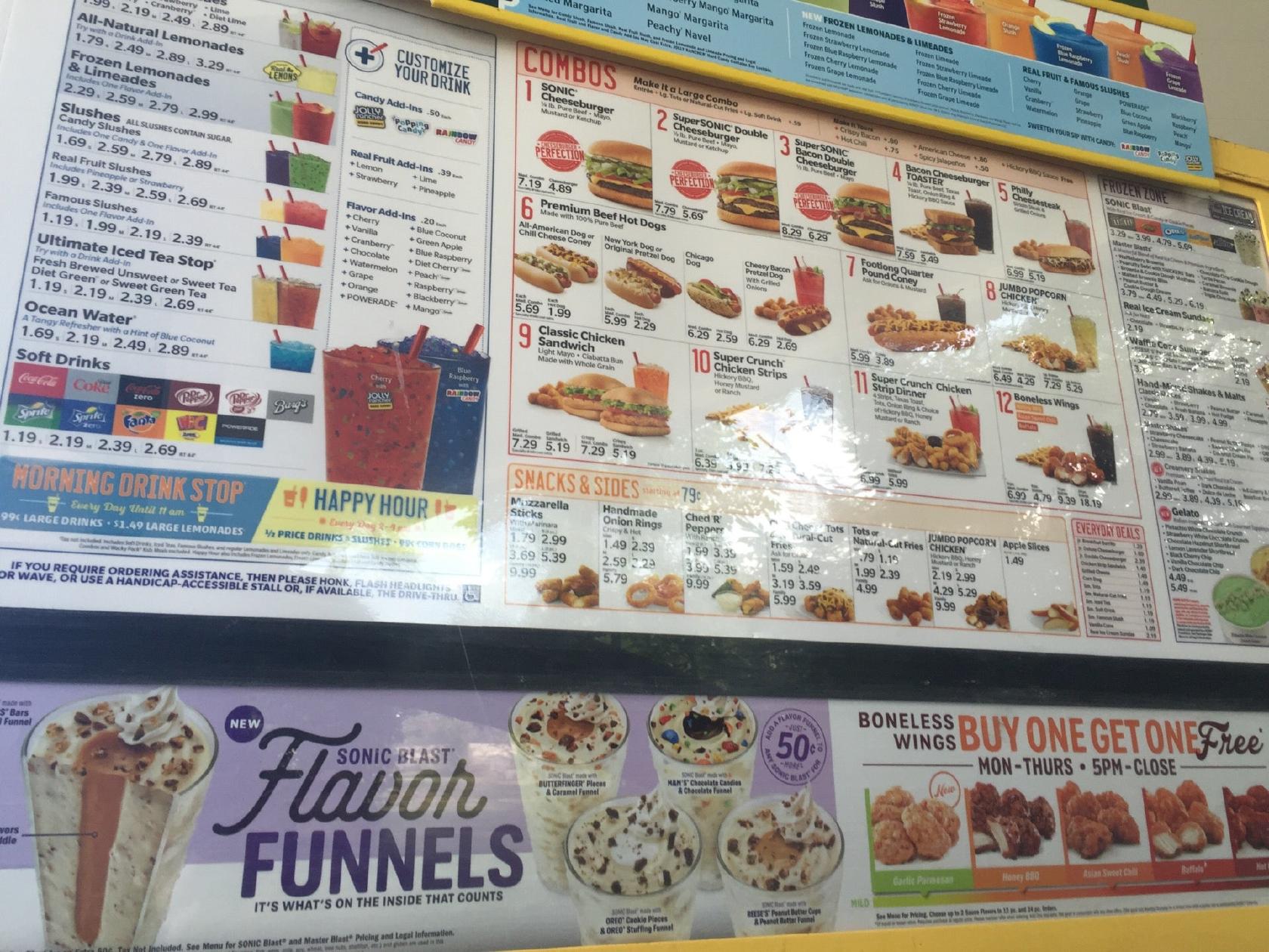Sonic Drive-In меню