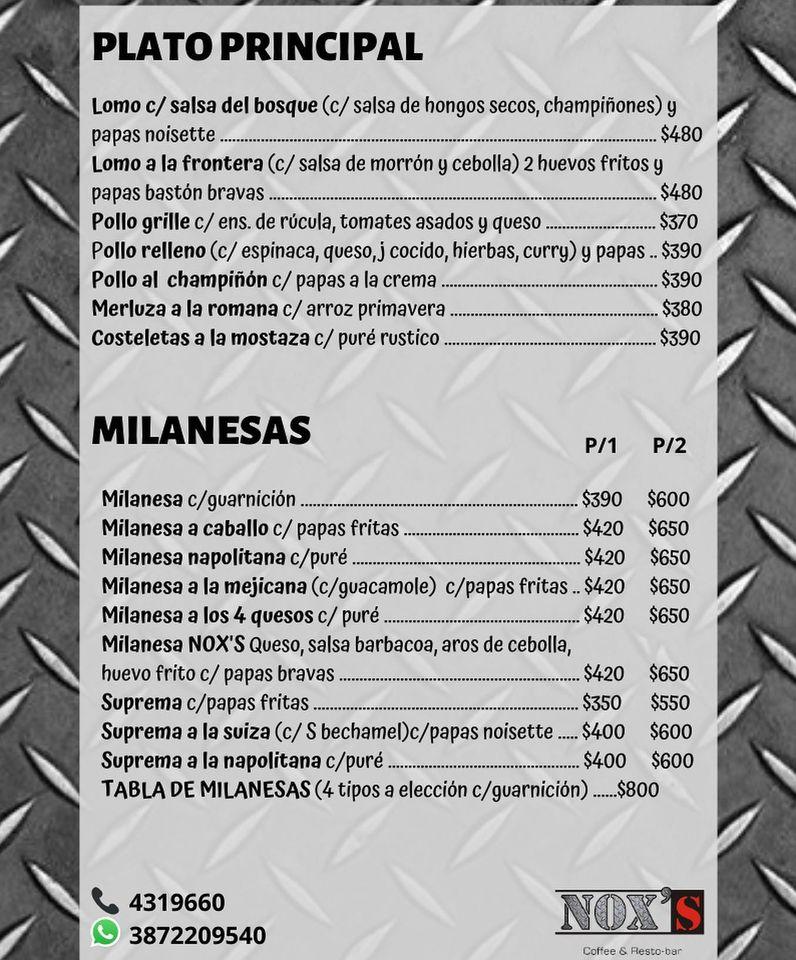 Nox's Coffee & Resto-bar меню