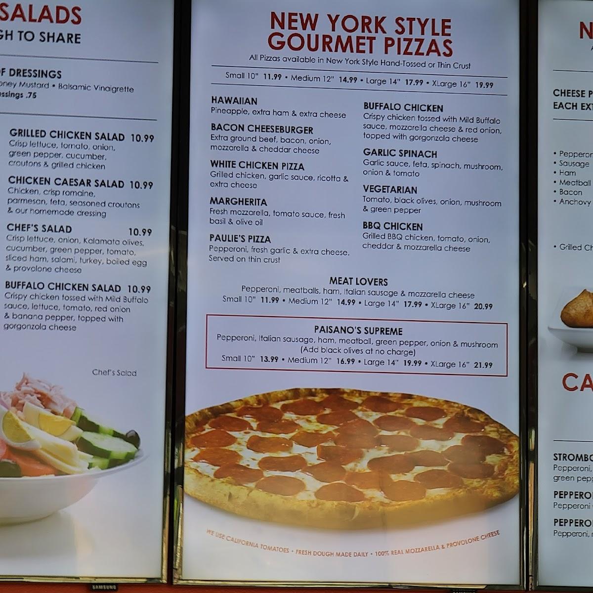 Paisano's Pizza меню