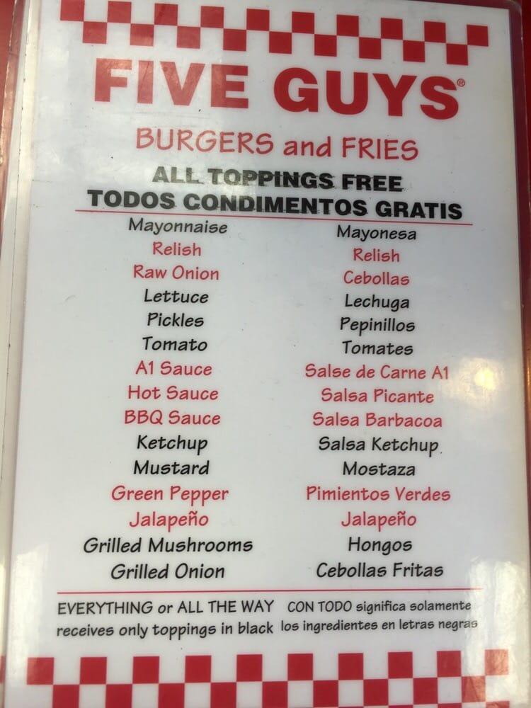 Five Guys меню