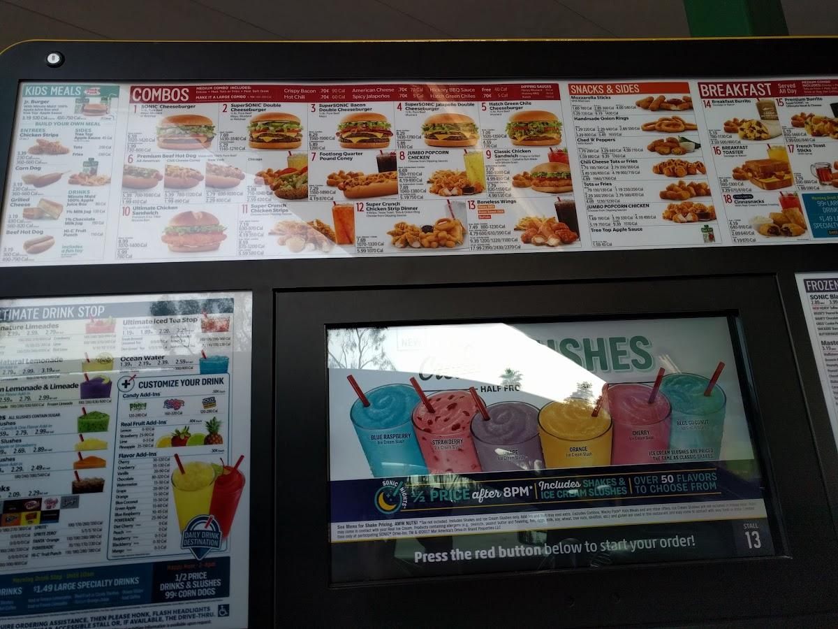 Sonic Drive-In меню
