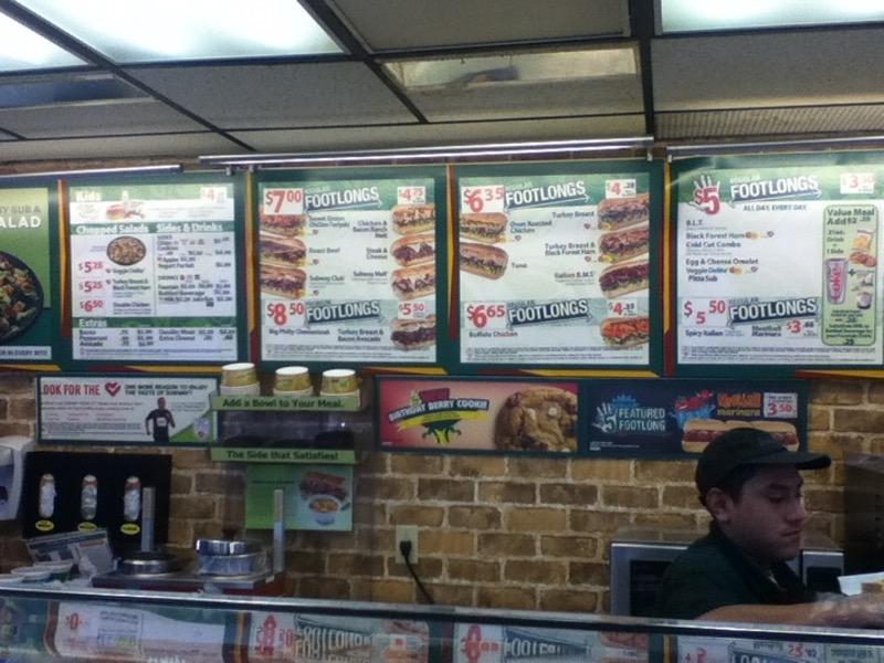 Subway меню