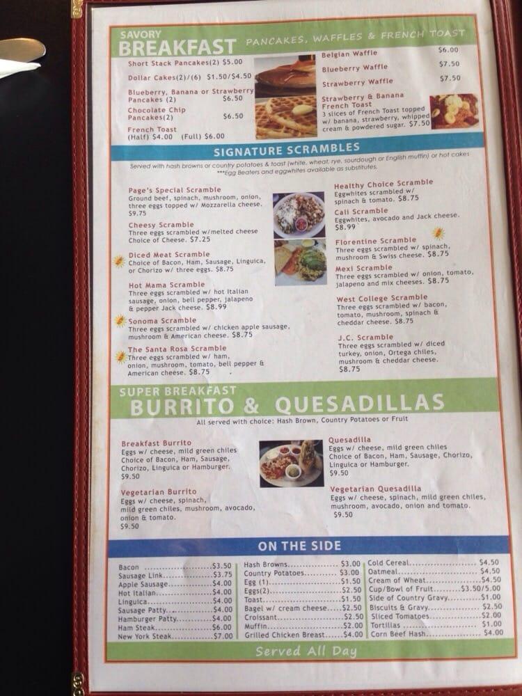 Page's Diner меню