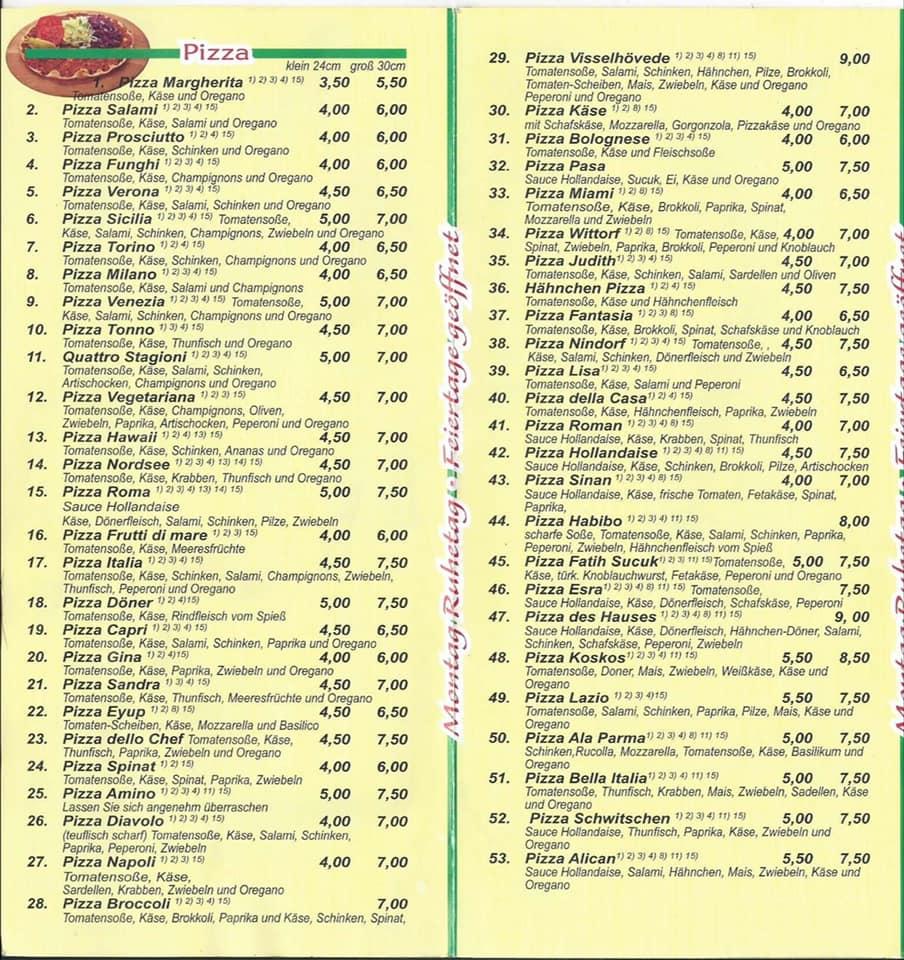 Pizzeria Roma меню