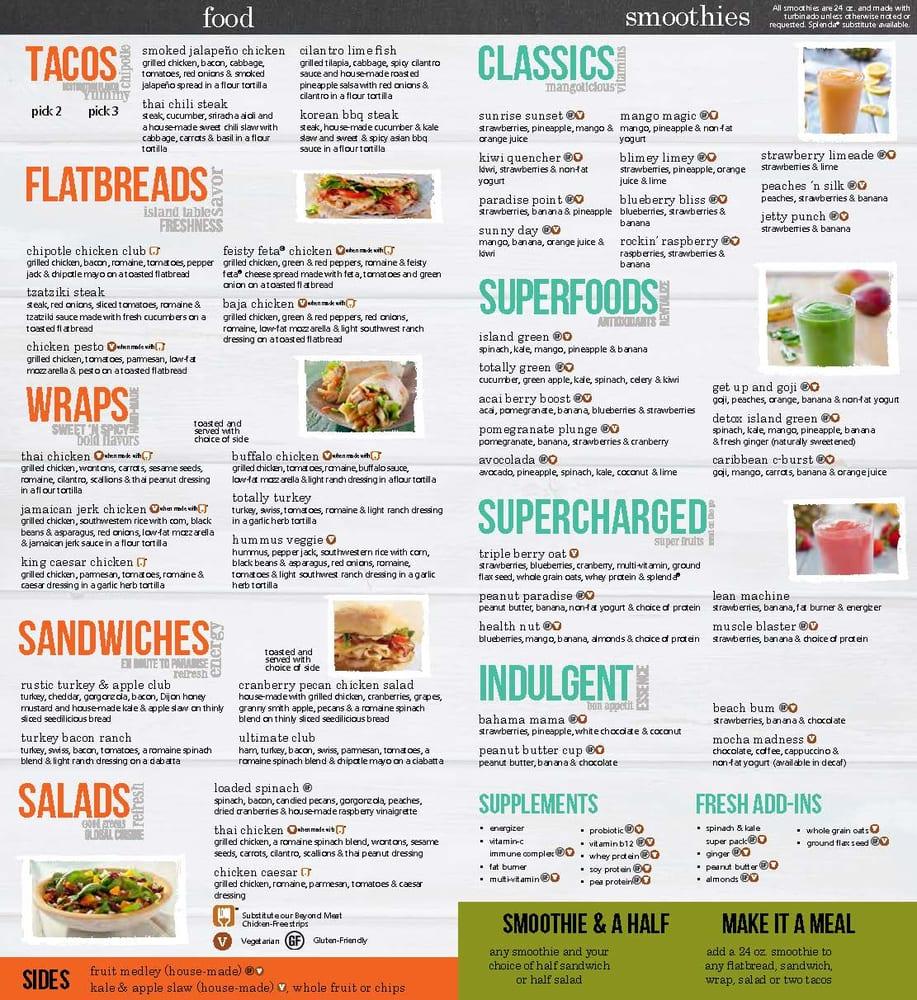 Tropical Smoothie Cafe меню
