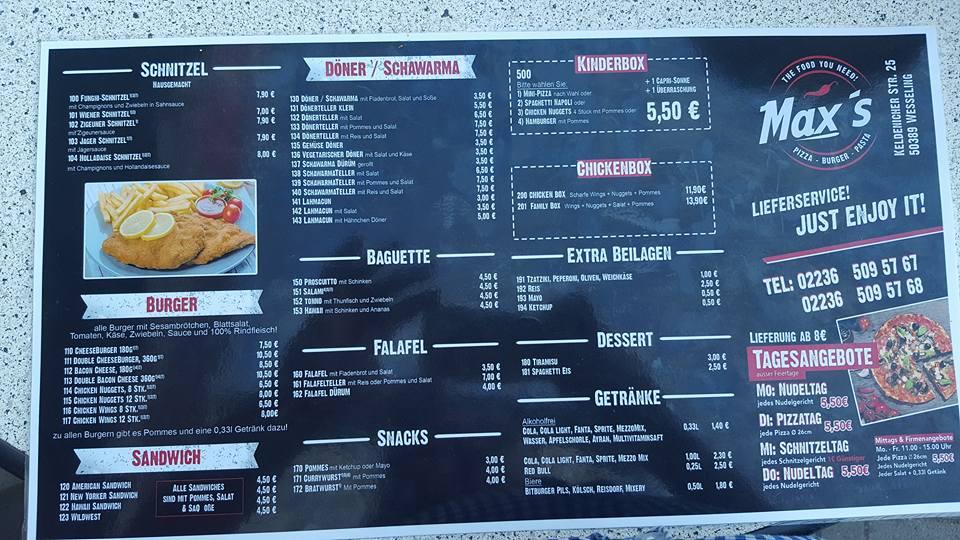 Pizza Max's Wesseling меню