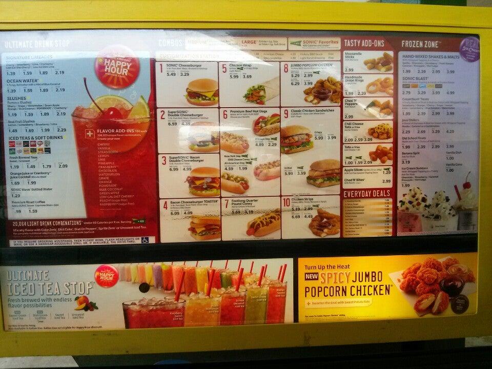 Sonic Drive-In меню