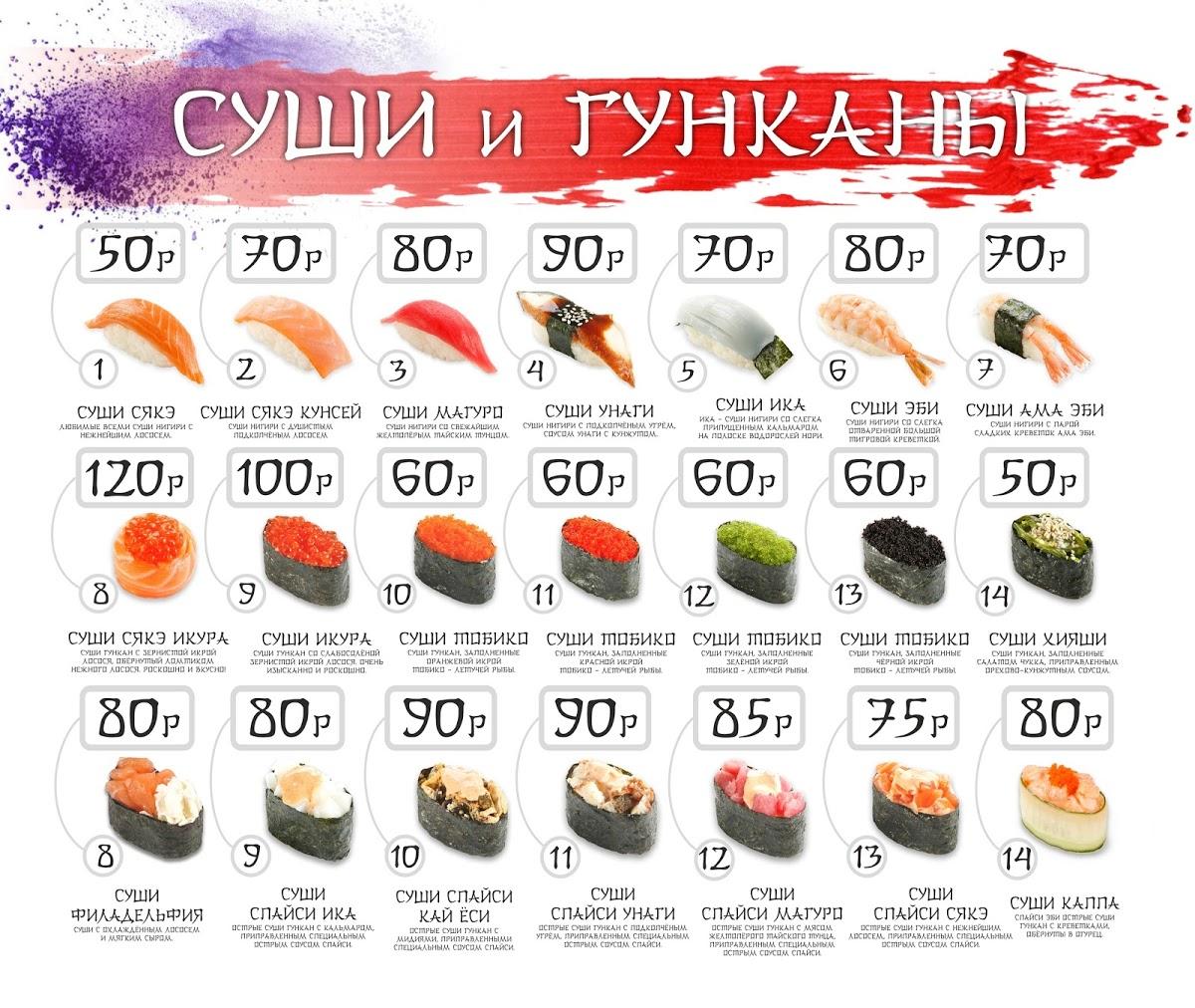 Суши-бар "Мураками" меню