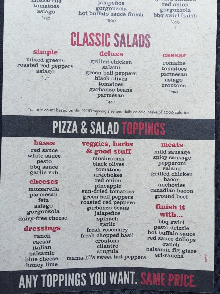 MOD Pizza меню
