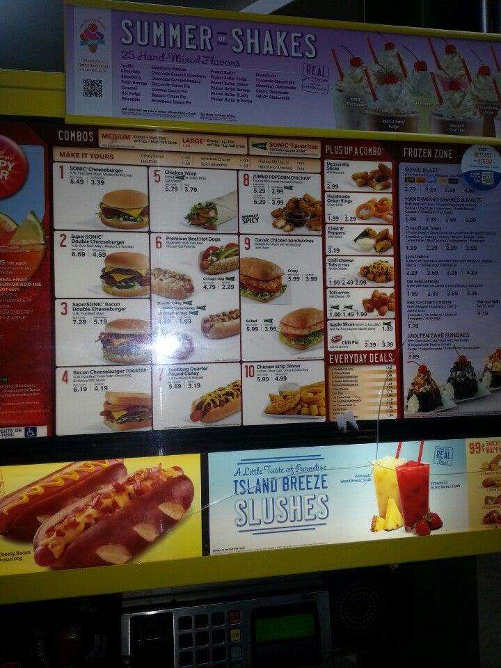 Sonic Drive-In меню