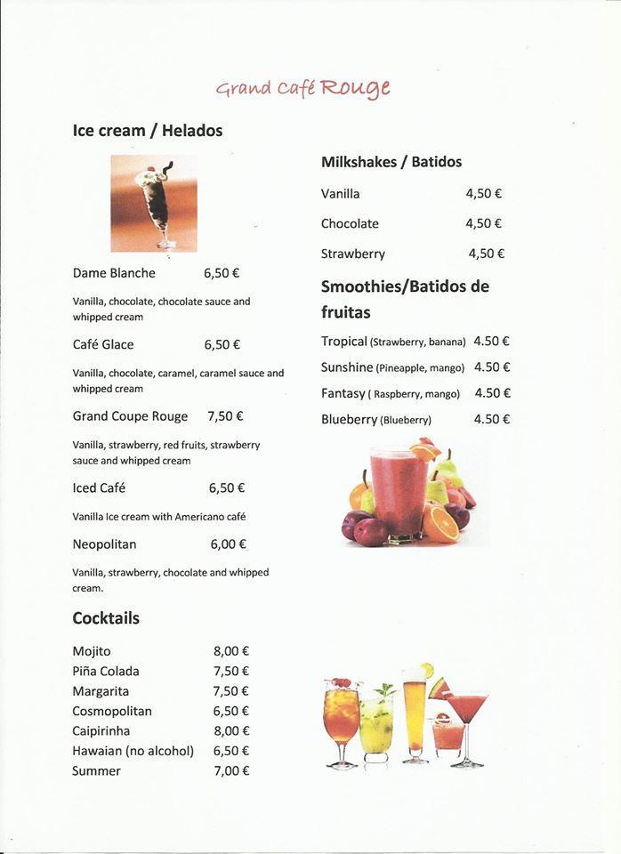 Grand Café Rouge меню