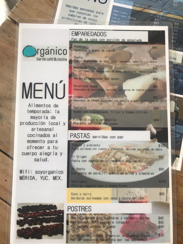 Organico Cafe меню