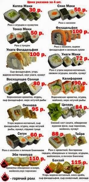 Фудзи суши меню
