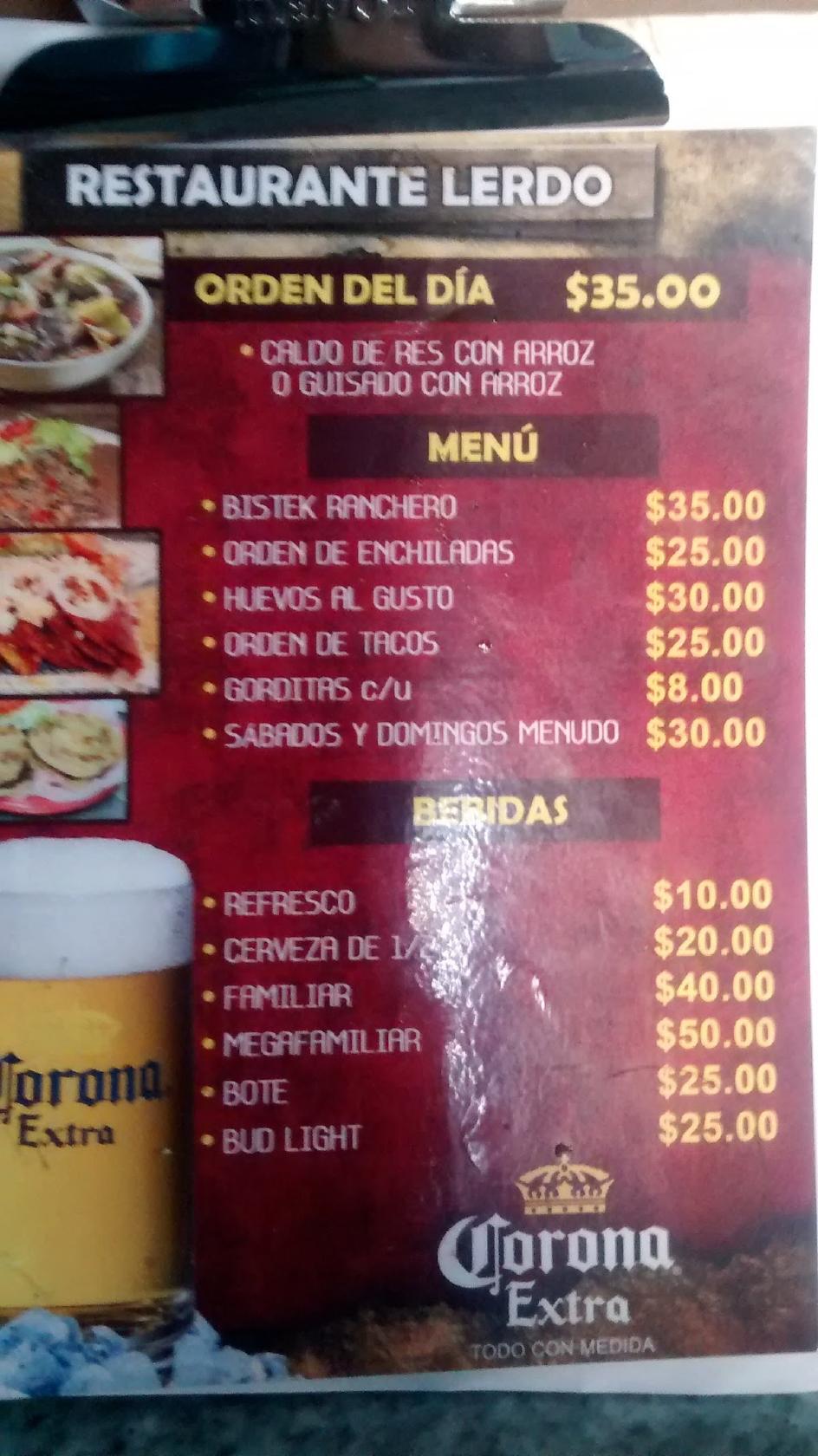 Restaurant Lerdo меню