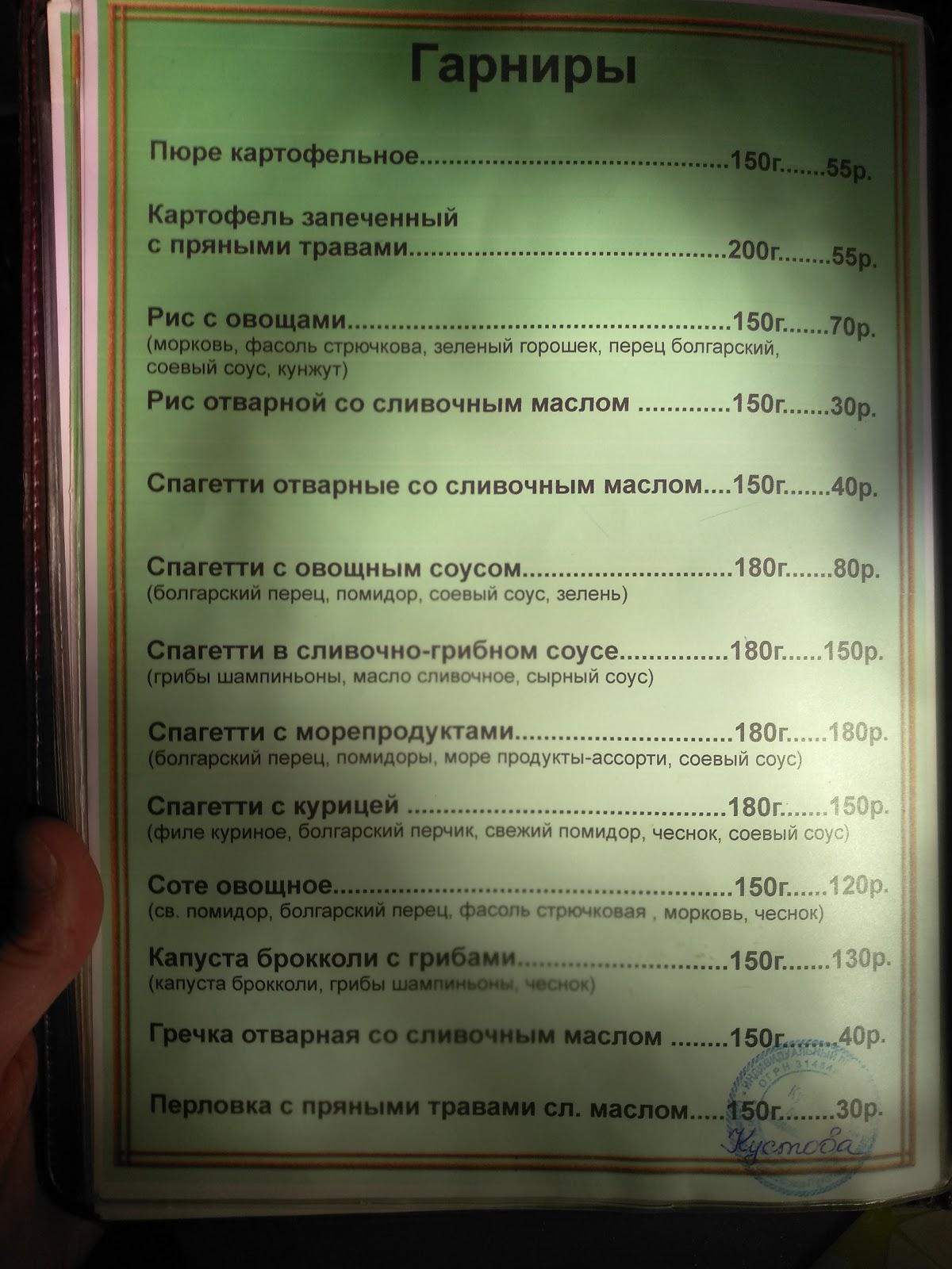 Столовая меню