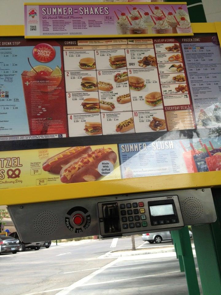 Sonic Drive-In меню