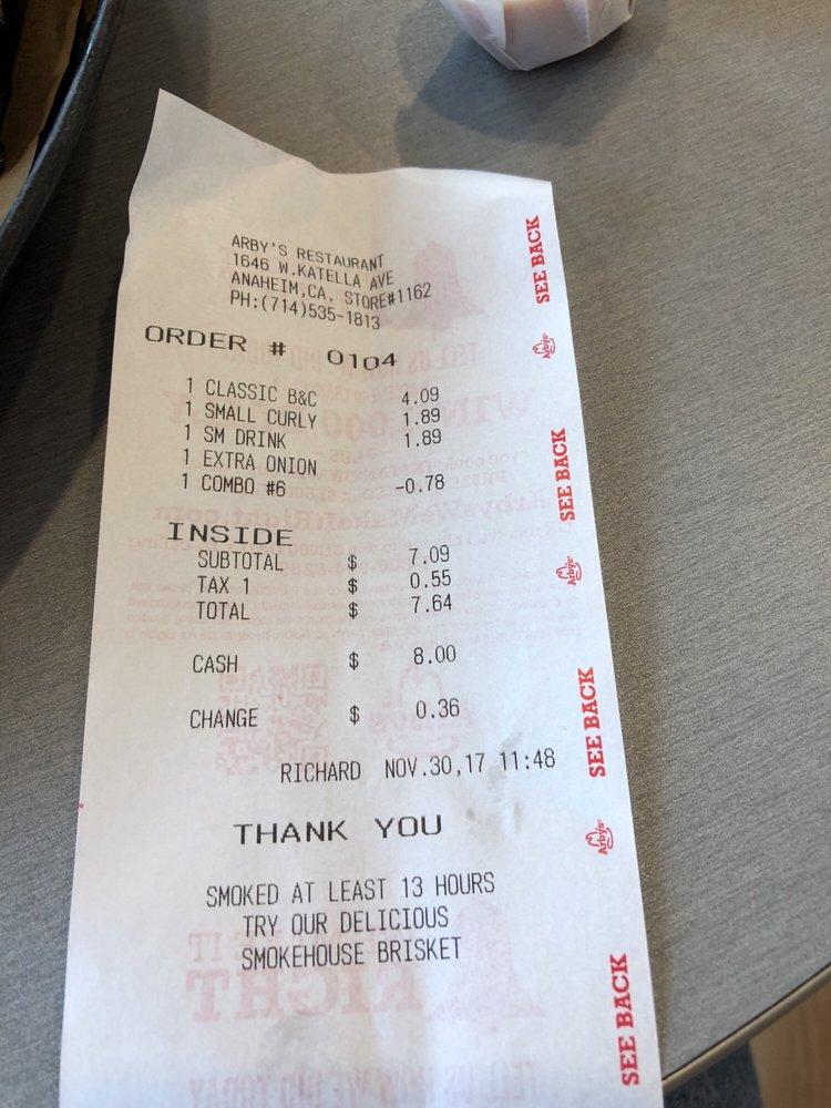 Arby's меню