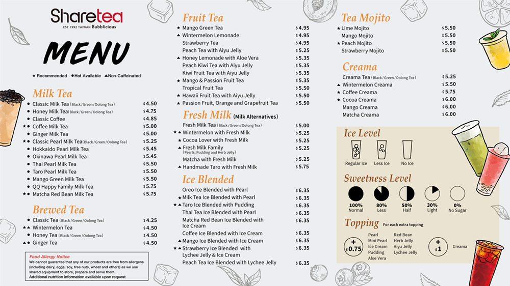 Sharetea меню