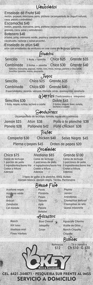 OKEY Navojoa меню