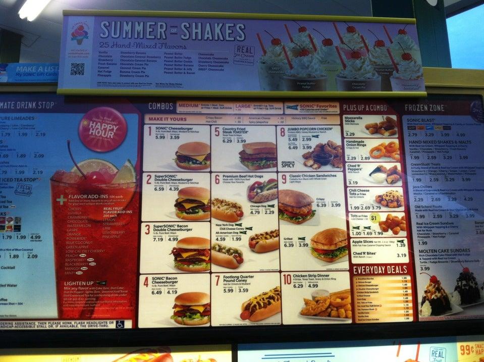 Sonic Drive-In меню